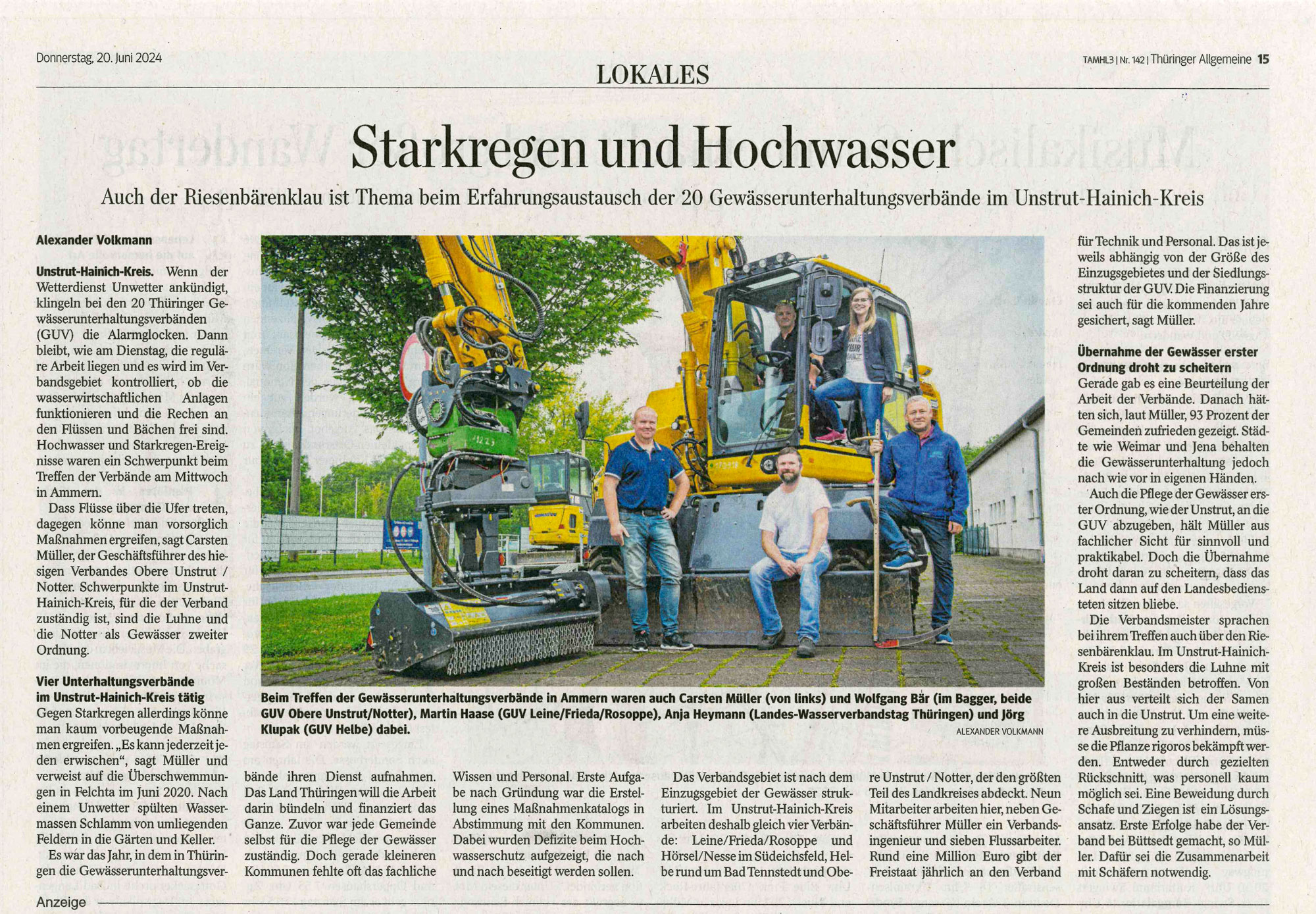 Presseartikel TA 19.06.2024 "Starkregen und Hochwasser"