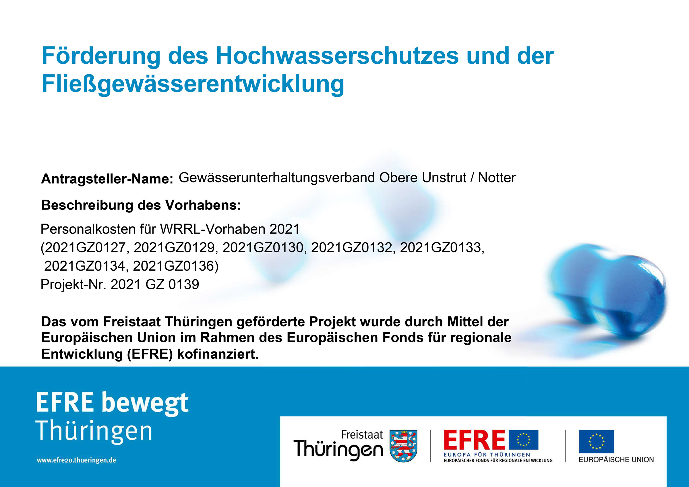 Plakat EFRE "Förderung des Hochwasserschutzes und der Fließgewässerentwicklung"
